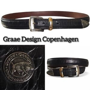 Graae Design Copenhagen Vintage Crocodile Luxury Belt Mens 36 100cm